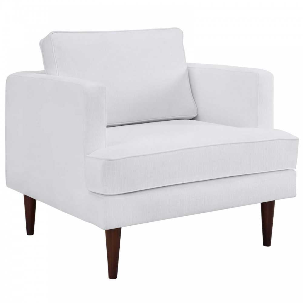 Agile Upholstered Fabric Sofa and Armchair Set, White