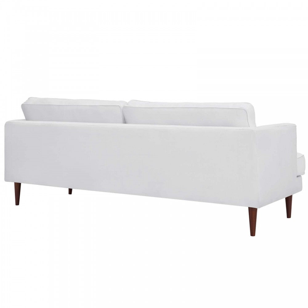 Agile Upholstered Fabric Sofa and Armchair Set, White
