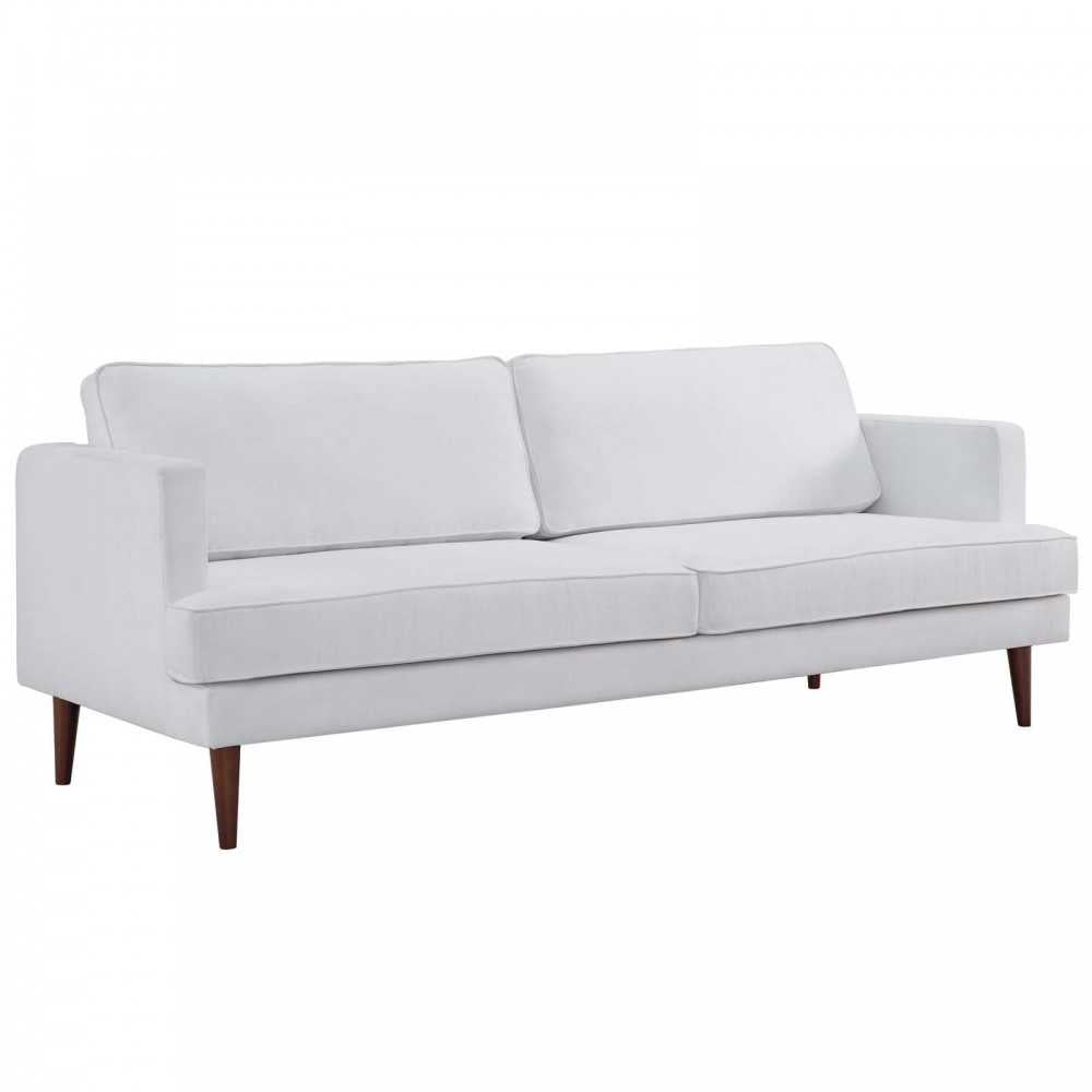 Agile Upholstered Fabric Sofa and Armchair Set, White