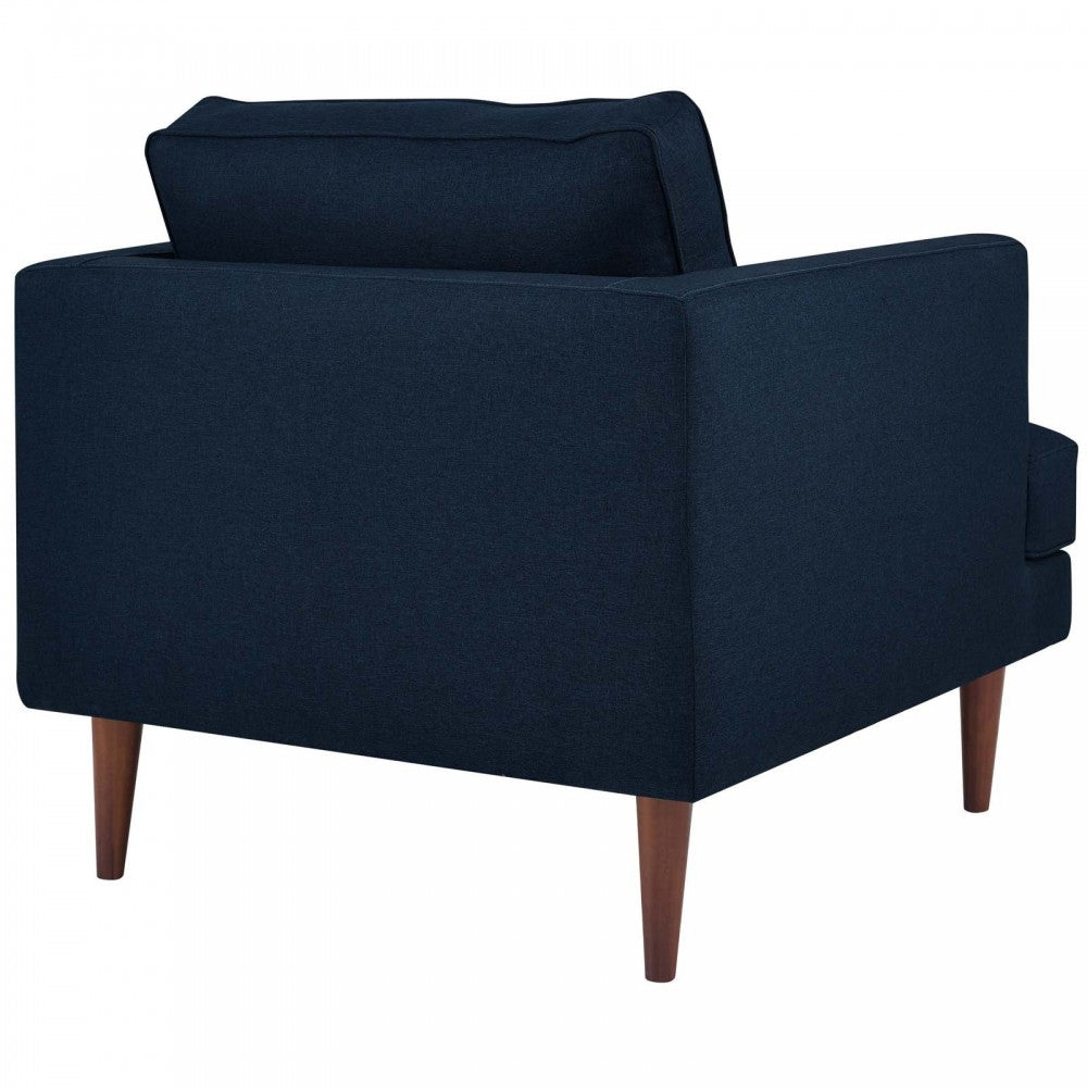 Agile Upholstered Fabric Sofa and Armchair Set, Blue