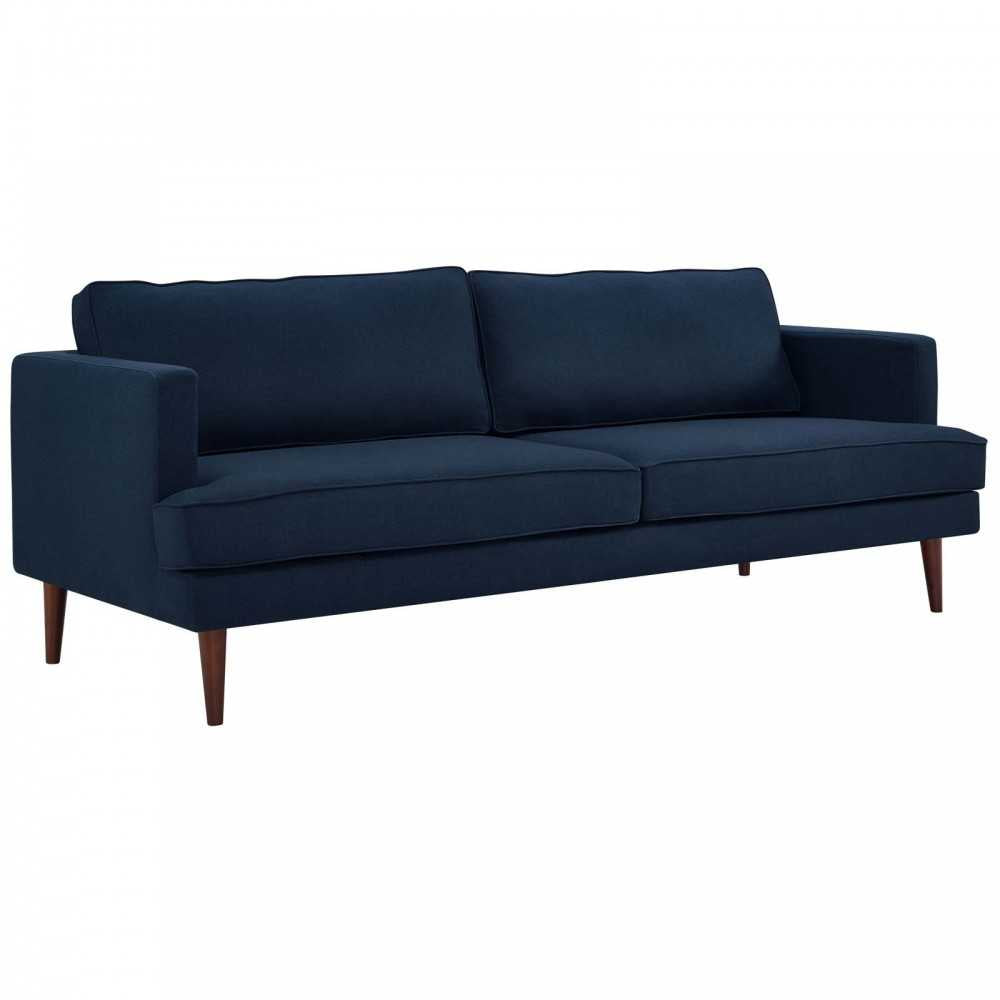 Agile Upholstered Fabric Sofa and Armchair Set, Blue