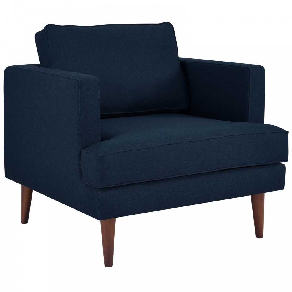 Agile Upholstered Fabric Sofa and Armchair Set, Blue