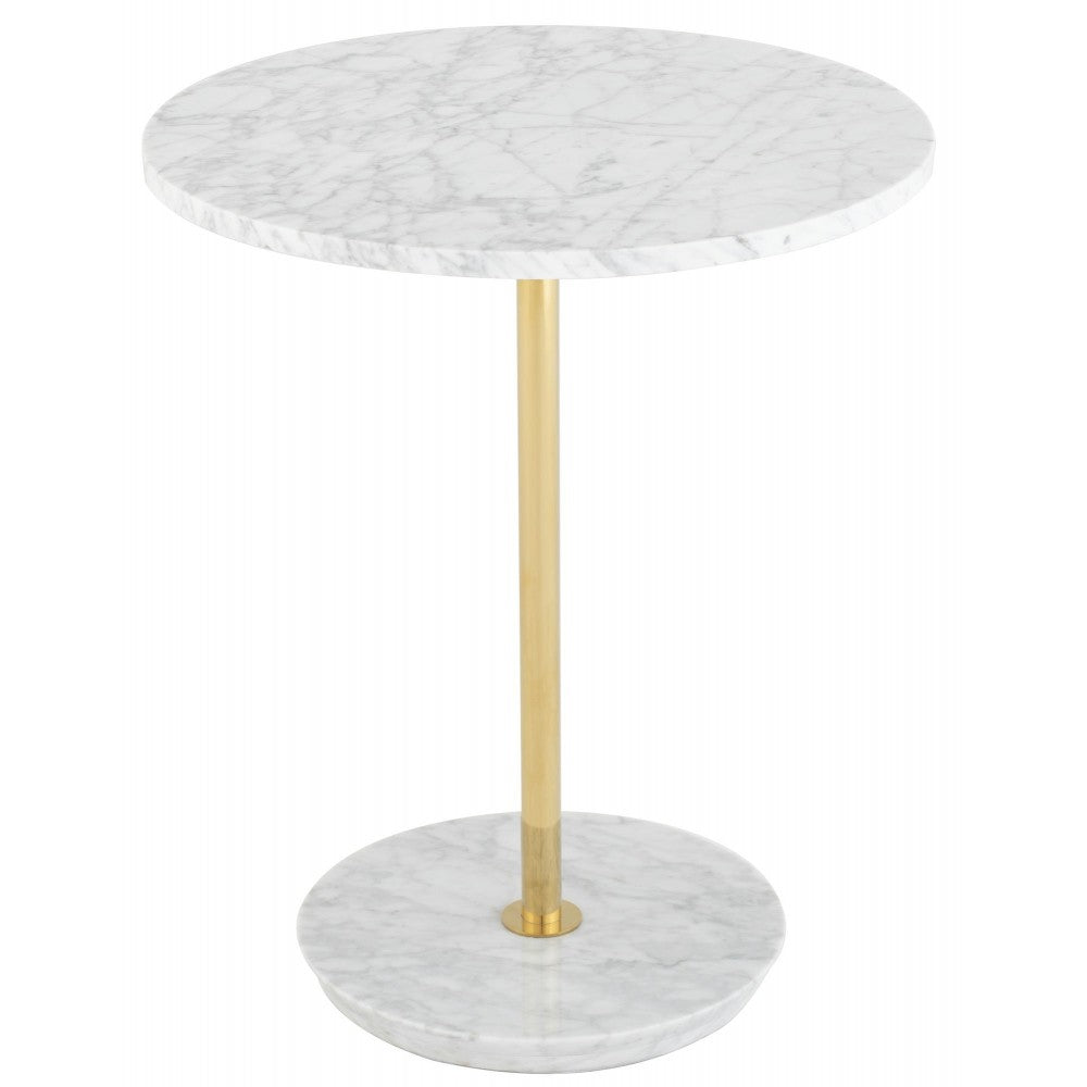 Aida White Stone Side Table