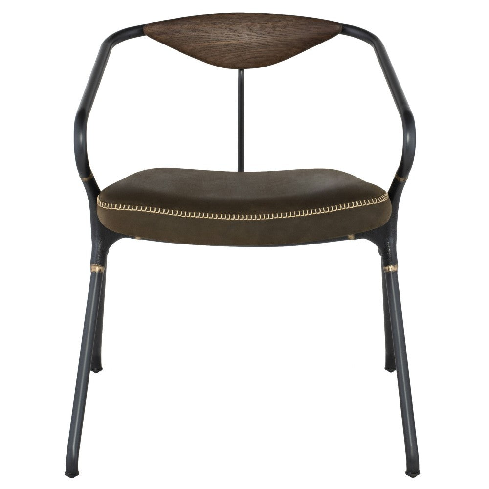 Akron Jin Green Leather Dining Chair