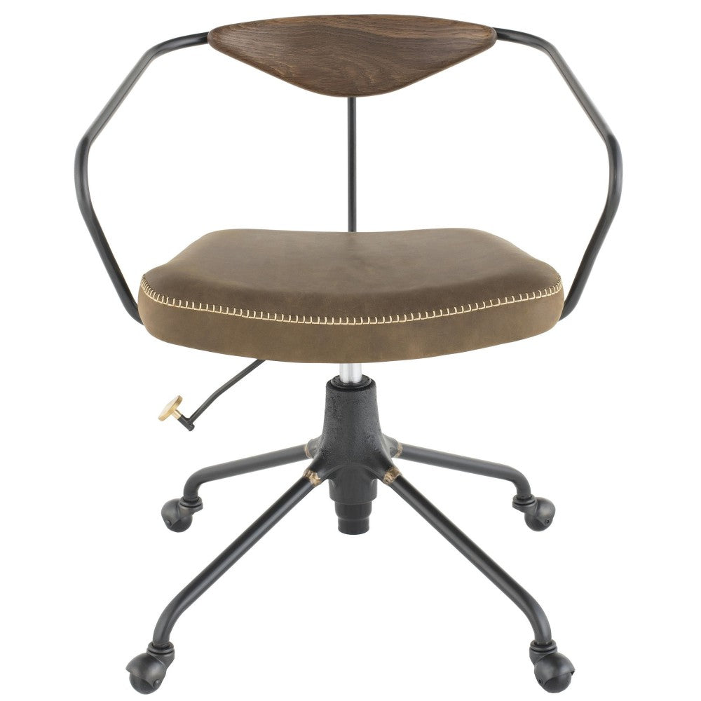 Akron Jin Green Leather Office Chair