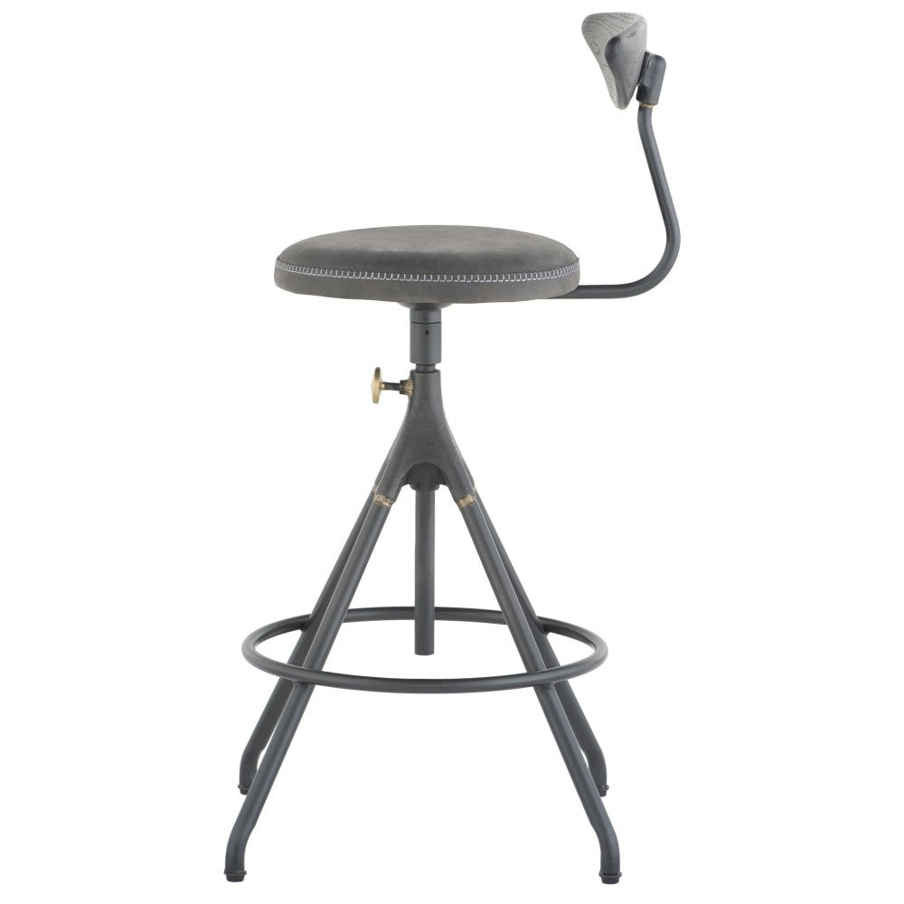 Akron Storm Black Leather Counter Stool, HGDA636