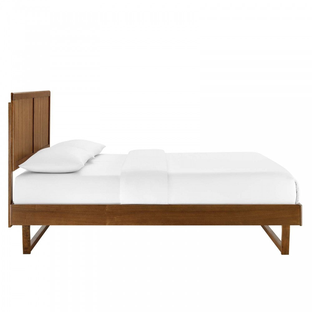 Alana King Wood Platform Bed With Angular Frame, Walnut