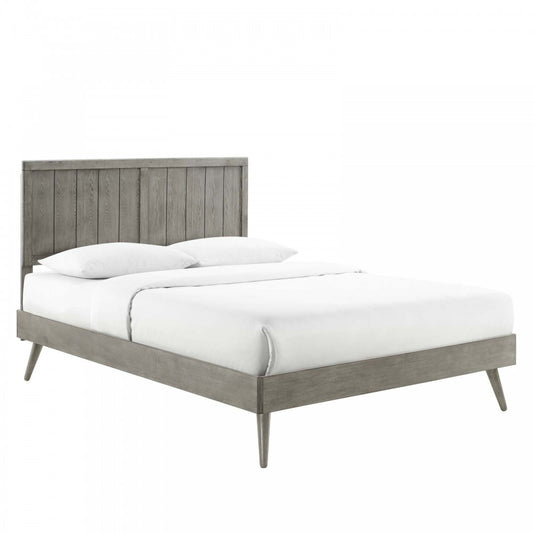 Alana Twin Wood Platform Bed With Splayed Legs, Gray