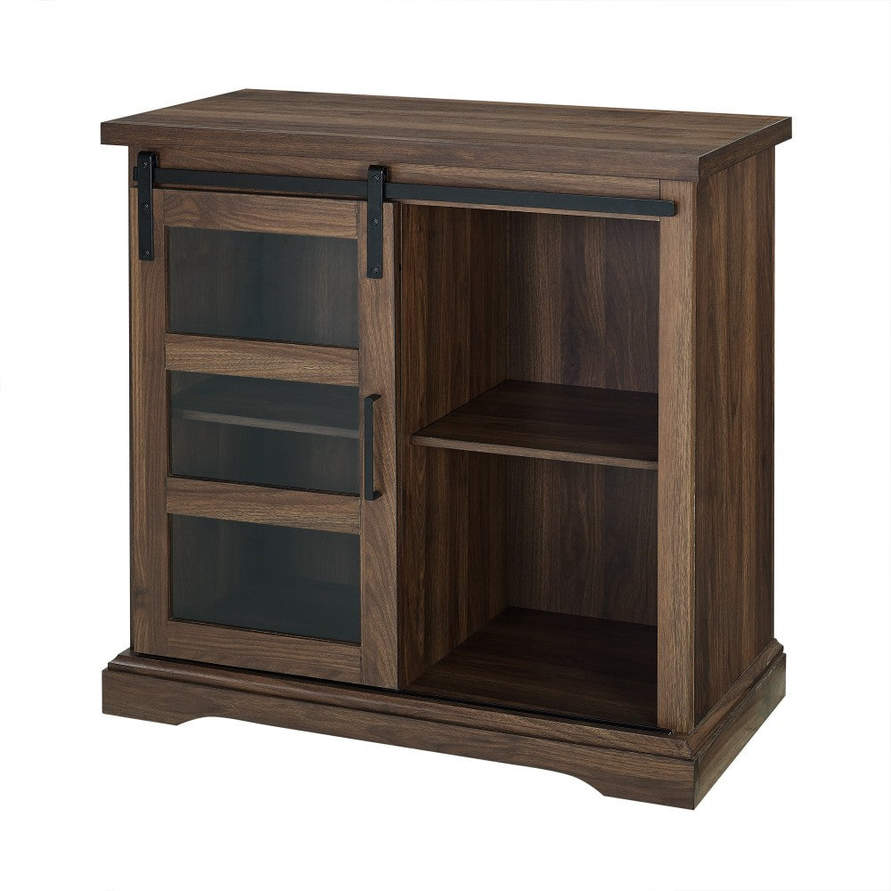 Alba 32" Sliding Glass Door Modern Accent Cabinet - Dark Walnut