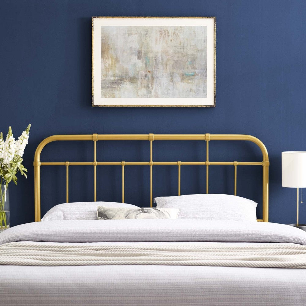 Alessia King Metal Headboard, Gold