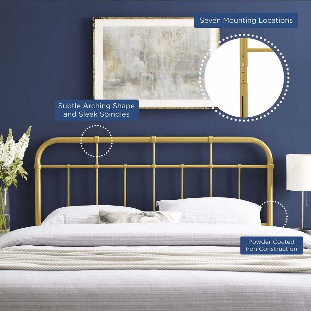 Alessia King Metal Headboard, Gold