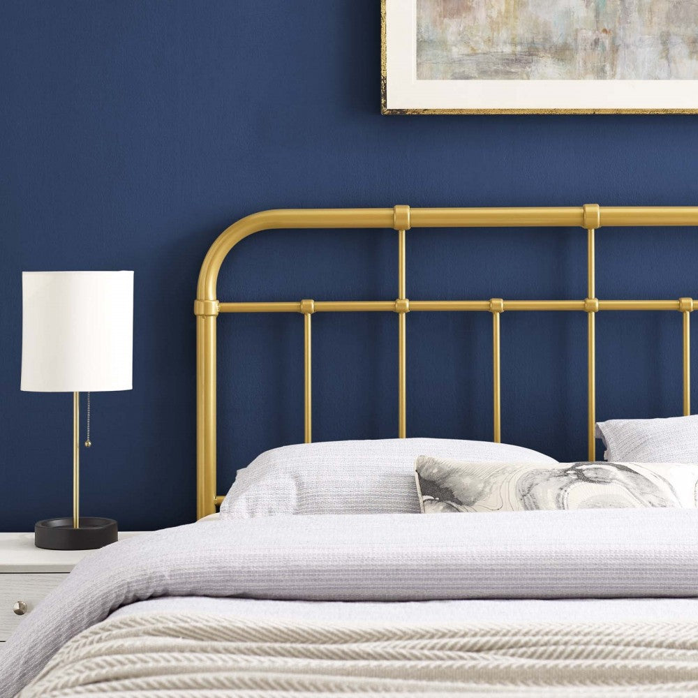 Alessia Queen Metal Headboard, Gold