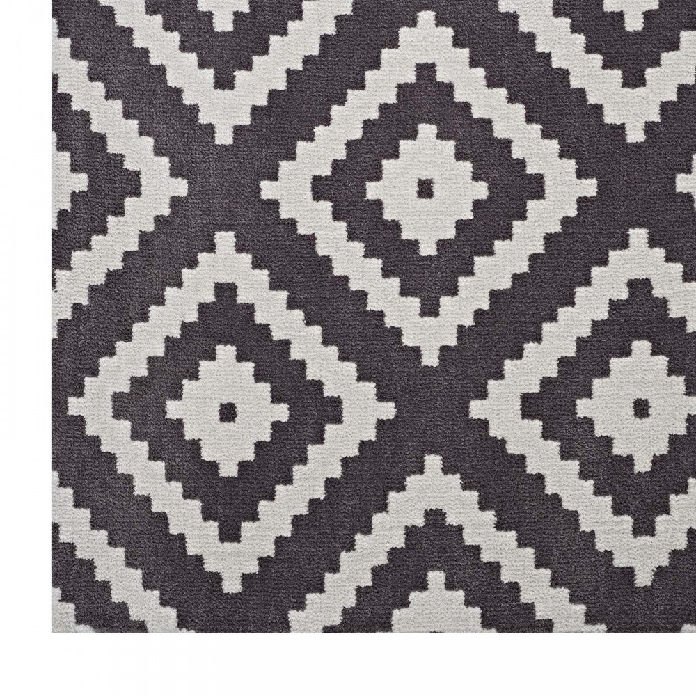 Alika Abstract Diamond Trellis 5x8 Area Rug, Ivory and Charcoal