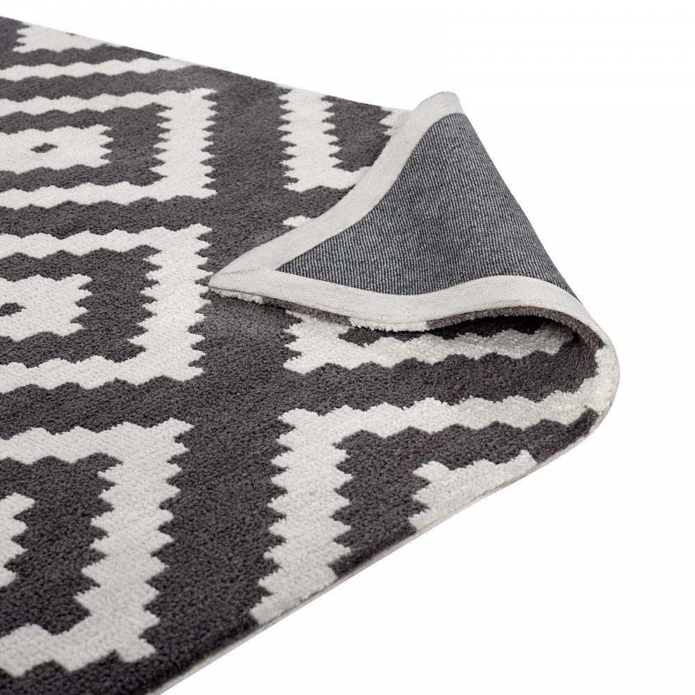 Alika Abstract Diamond Trellis 5x8 Area Rug, Ivory and Charcoal