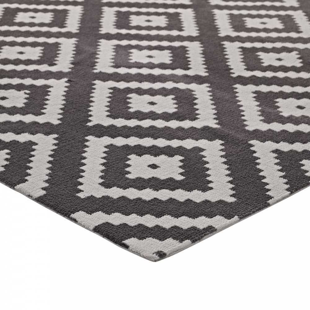 Alika Abstract Diamond Trellis 5x8 Area Rug, Ivory and Charcoal