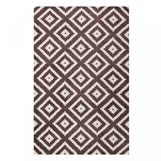 Alika Abstract Diamond Trellis 5x8 Area Rug, Ivory and Brown