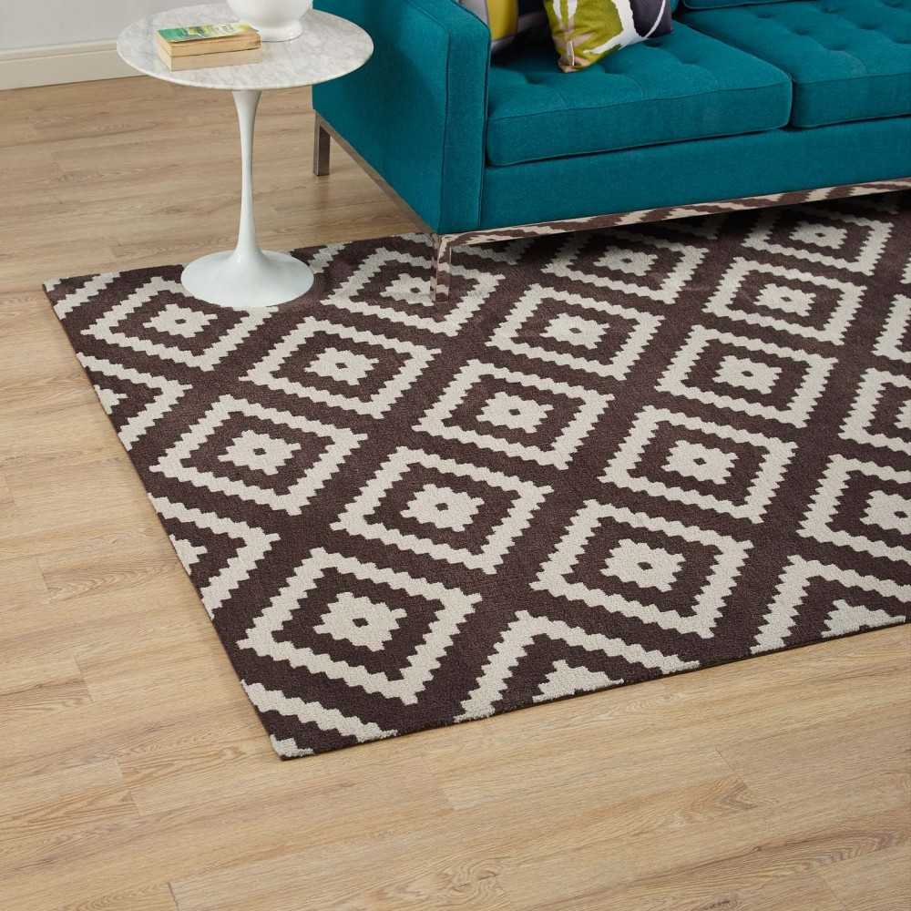 Alika Abstract Diamond Trellis 5x8 Area Rug, Ivory and Brown