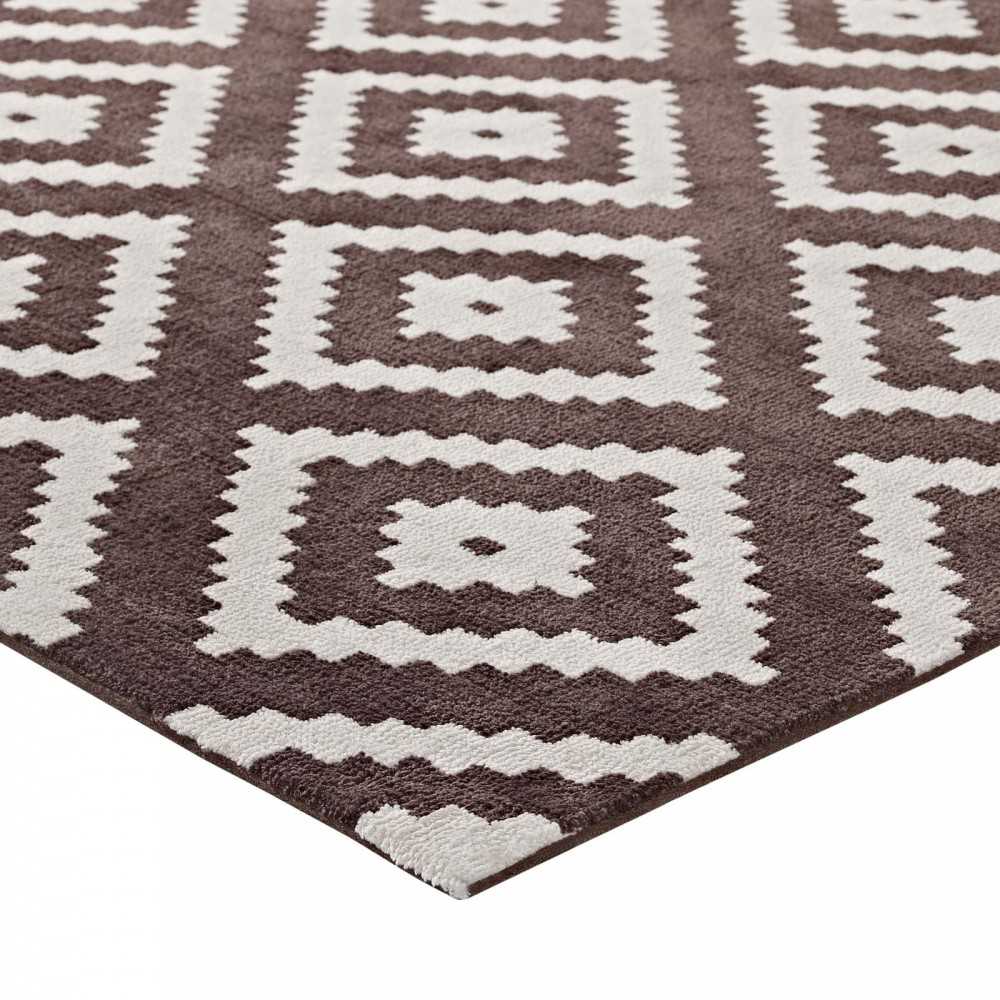 Alika Abstract Diamond Trellis 8x10 Area Rug, Ivory and Brown
