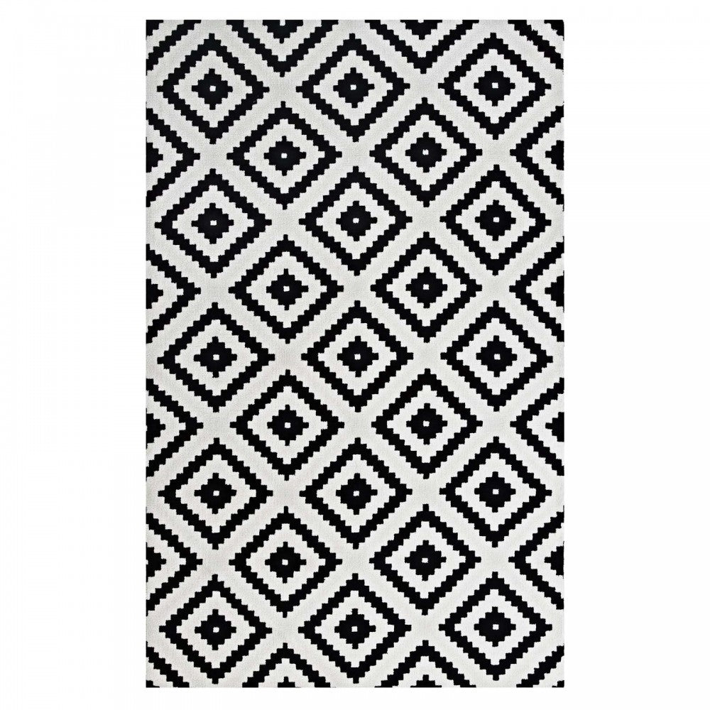 Alika Abstract Diamond Trellis 8x10 Area Rug, Black and White