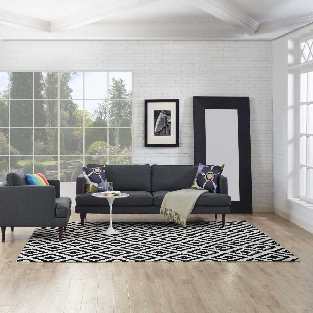 Alika Abstract Diamond Trellis 8x10 Area Rug, Black and White