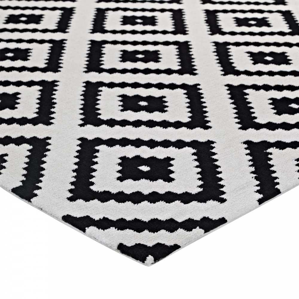 Alika Abstract Diamond Trellis 8x10 Area Rug, Black and White
