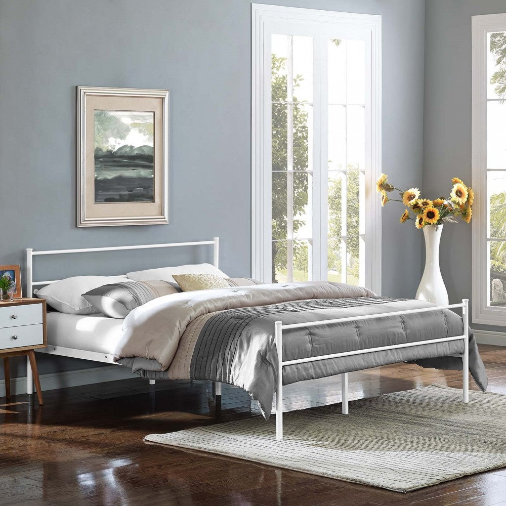 Alina Full Platform Bed Frame, White