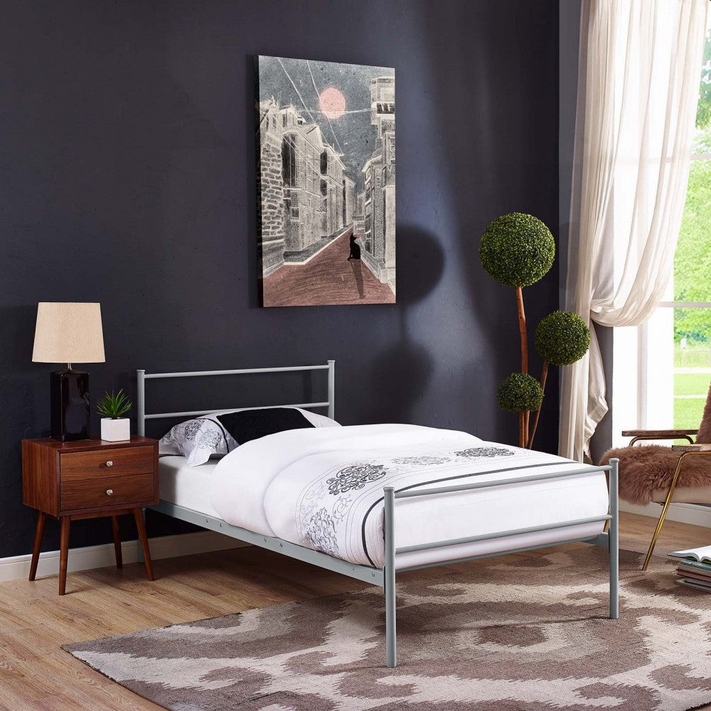 Alina Twin Platform Bed Frame, Gray