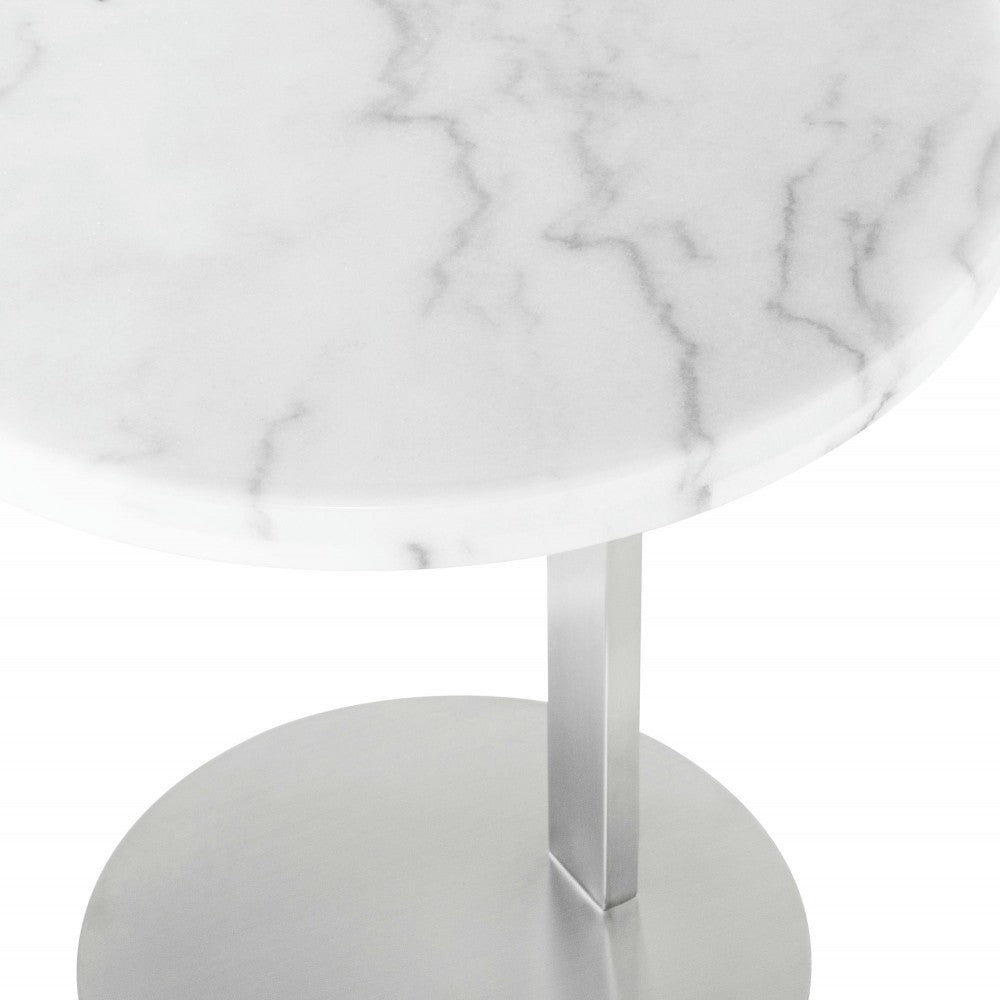 Alize White Stone Side Table