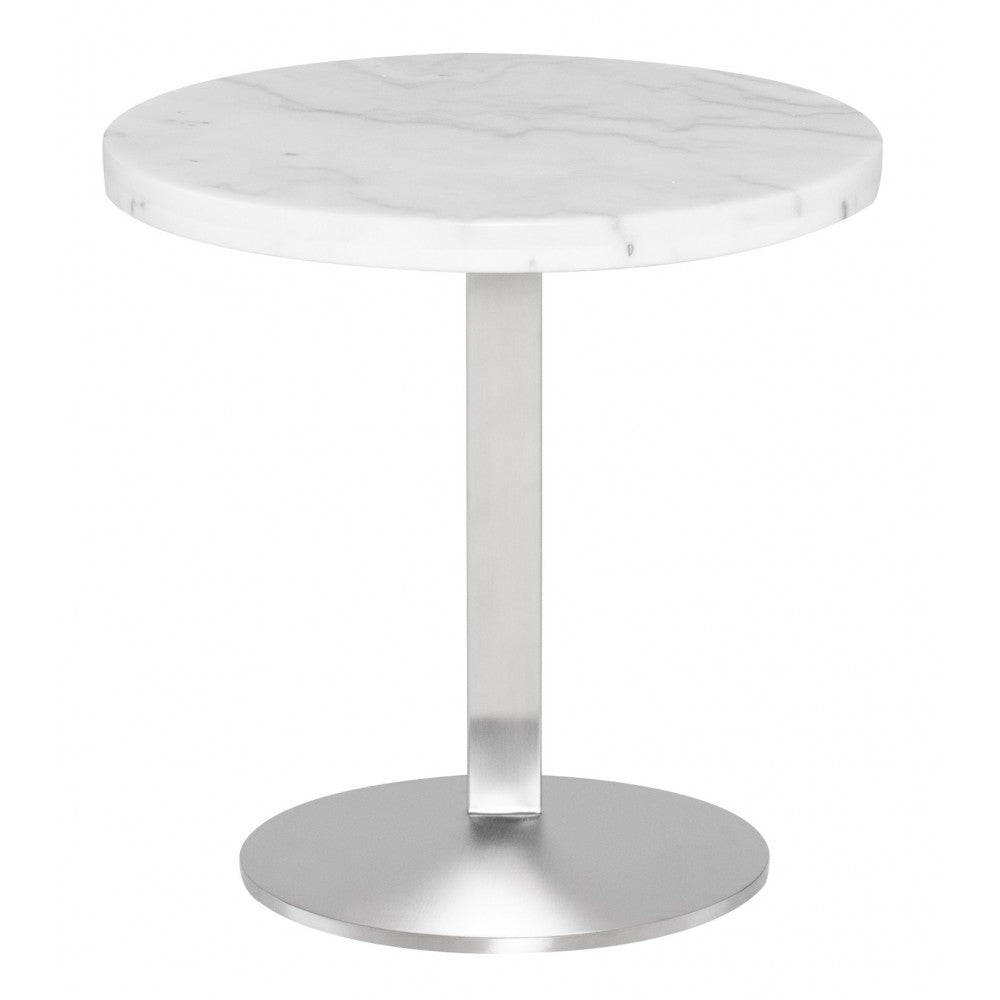 Alize White Stone Side Table