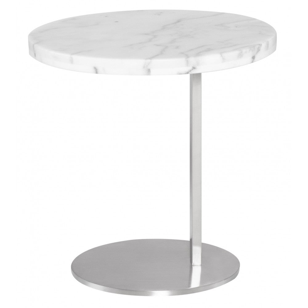 Alize White Stone Side Table