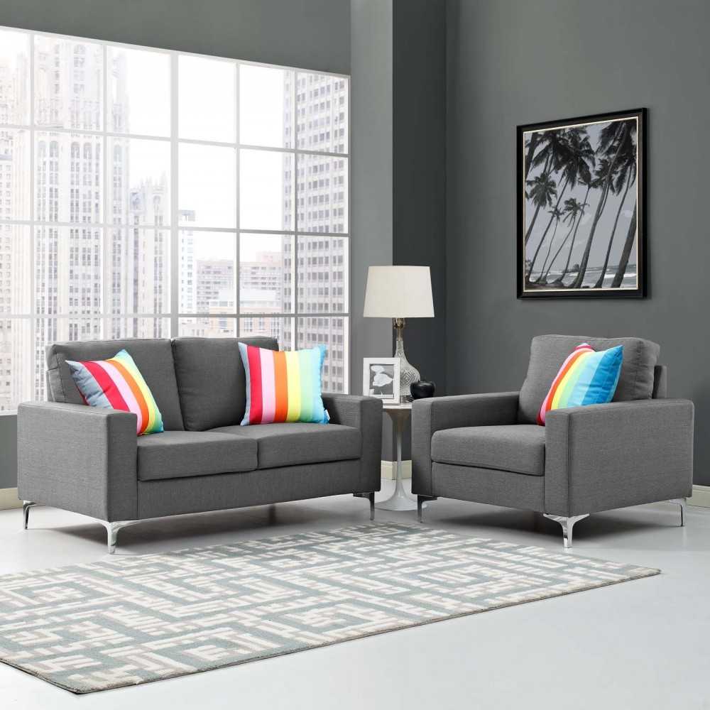 Allure 2 Piece Sofa and Armchair Set, Gray