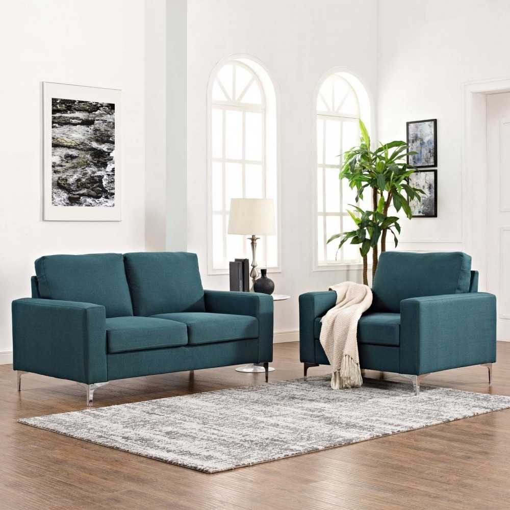 Allure 2 Piece Sofa and Armchair Set, Blue