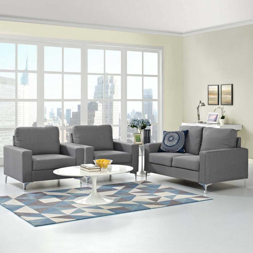Allure 3 Piece Sofa and Armchair Set, Gray