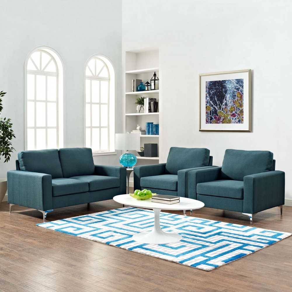 Allure 3 Piece Sofa and Armchair Set, Blue