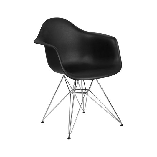 Alonza Series Black Plastic Chair with Chrome Base