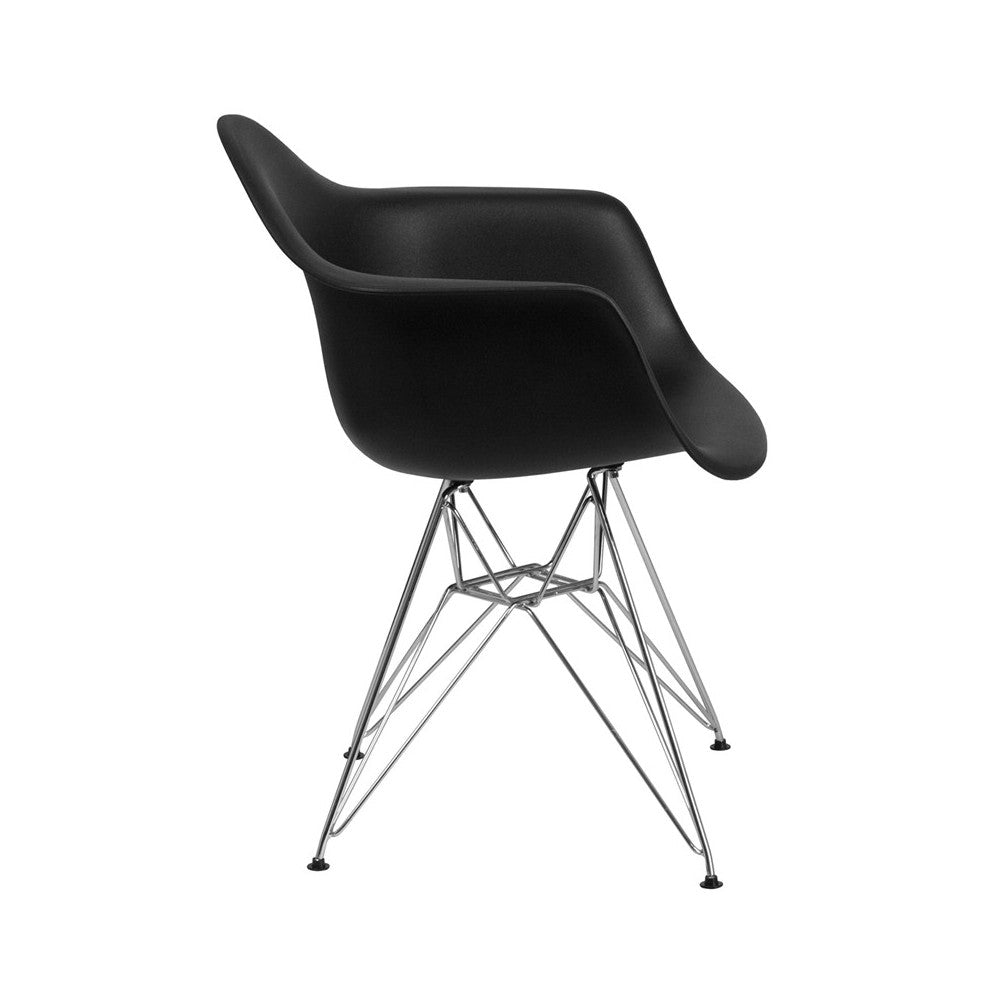 Alonza Series Black Plastic Chair with Chrome Base