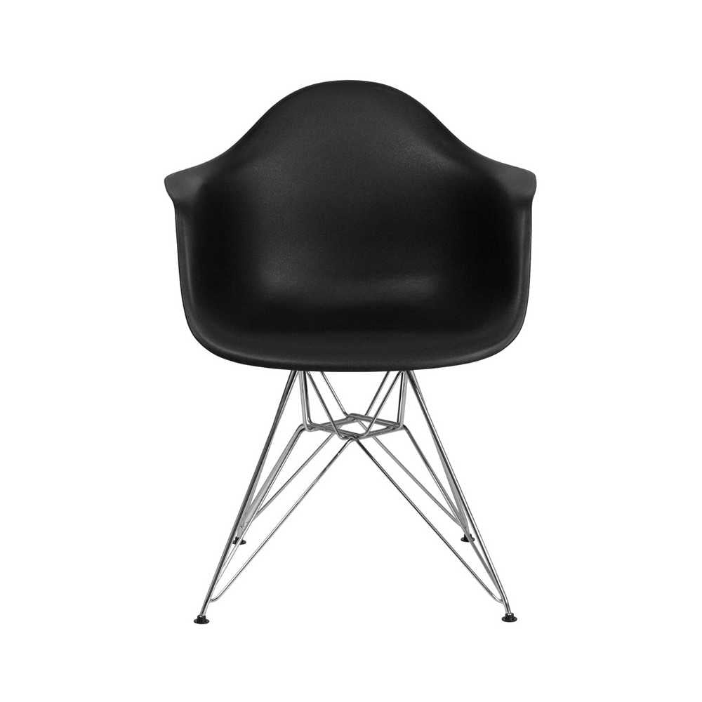Alonza Series Black Plastic Chair with Chrome Base