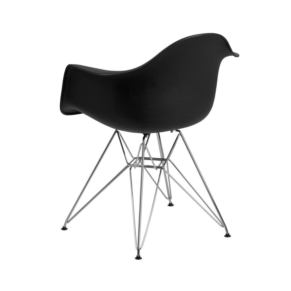 Alonza Series Black Plastic Chair with Chrome Base