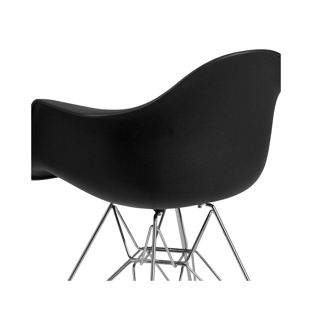 Alonza Series Black Plastic Chair with Chrome Base