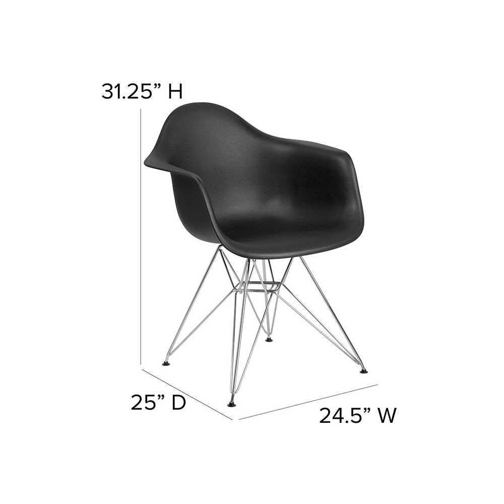 Alonza Series Black Plastic Chair with Chrome Base