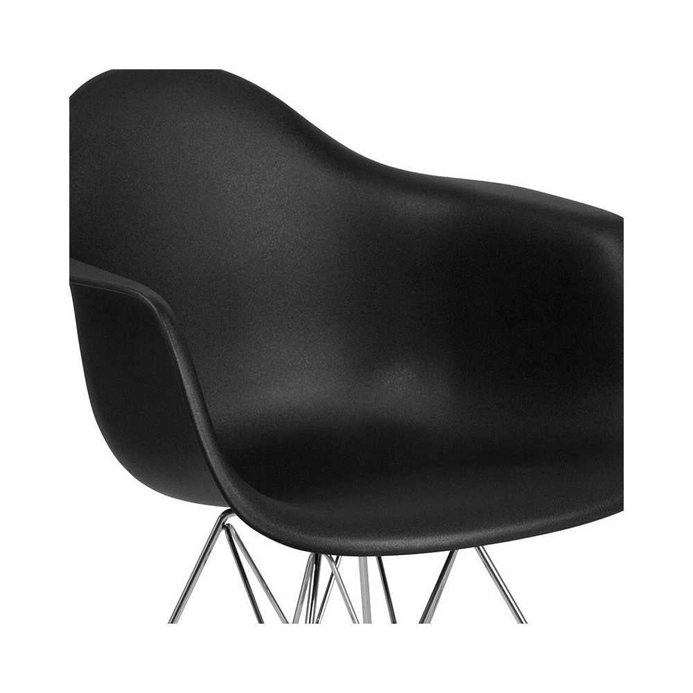 Alonza Series Black Plastic Chair with Chrome Base