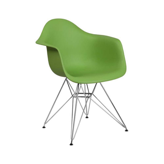 Alonza Series Green Plastic Chair with Chrome Base
