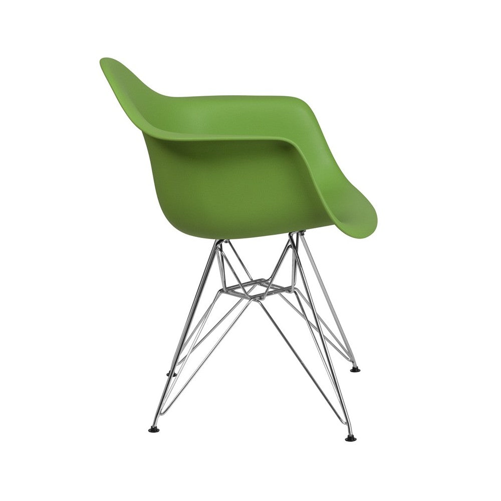 Alonza Series Green Plastic Chair with Chrome Base