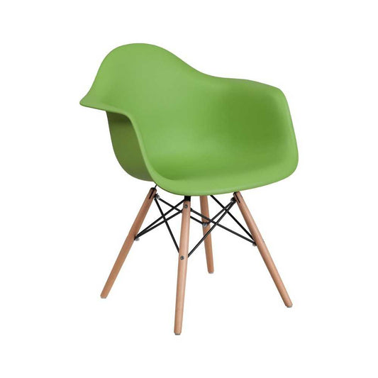 Alonza Series Green Plastic Chair with Wooden Legs