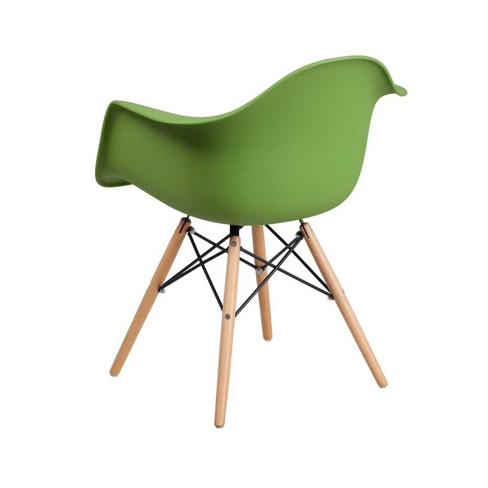 Alonza Series Green Plastic Chair with Wooden Legs