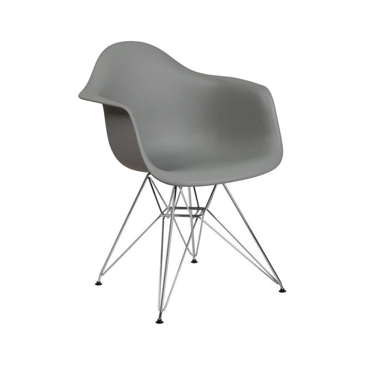 Alonza Series Moss Gray Plastic Chair with Chrome Base