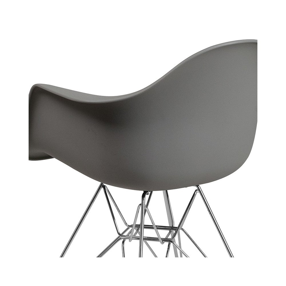 Alonza Series Moss Gray Plastic Chair with Chrome Base