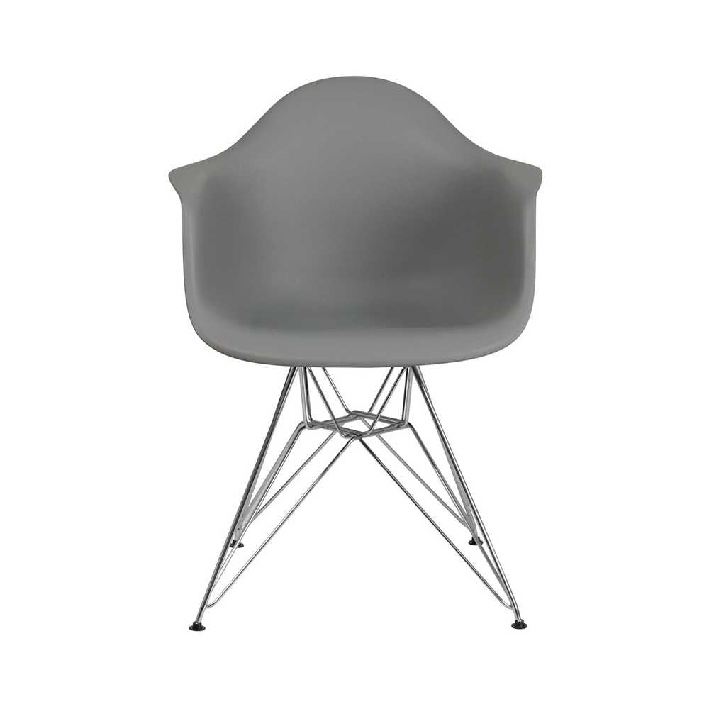Alonza Series Moss Gray Plastic Chair with Chrome Base