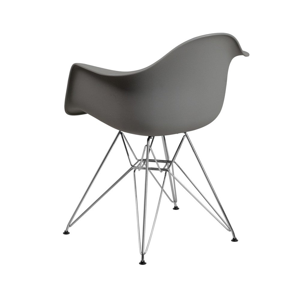 Alonza Series Moss Gray Plastic Chair with Chrome Base
