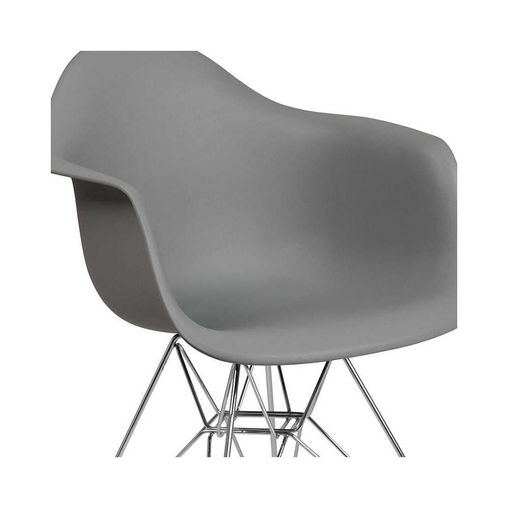 Alonza Series Moss Gray Plastic Chair with Chrome Base